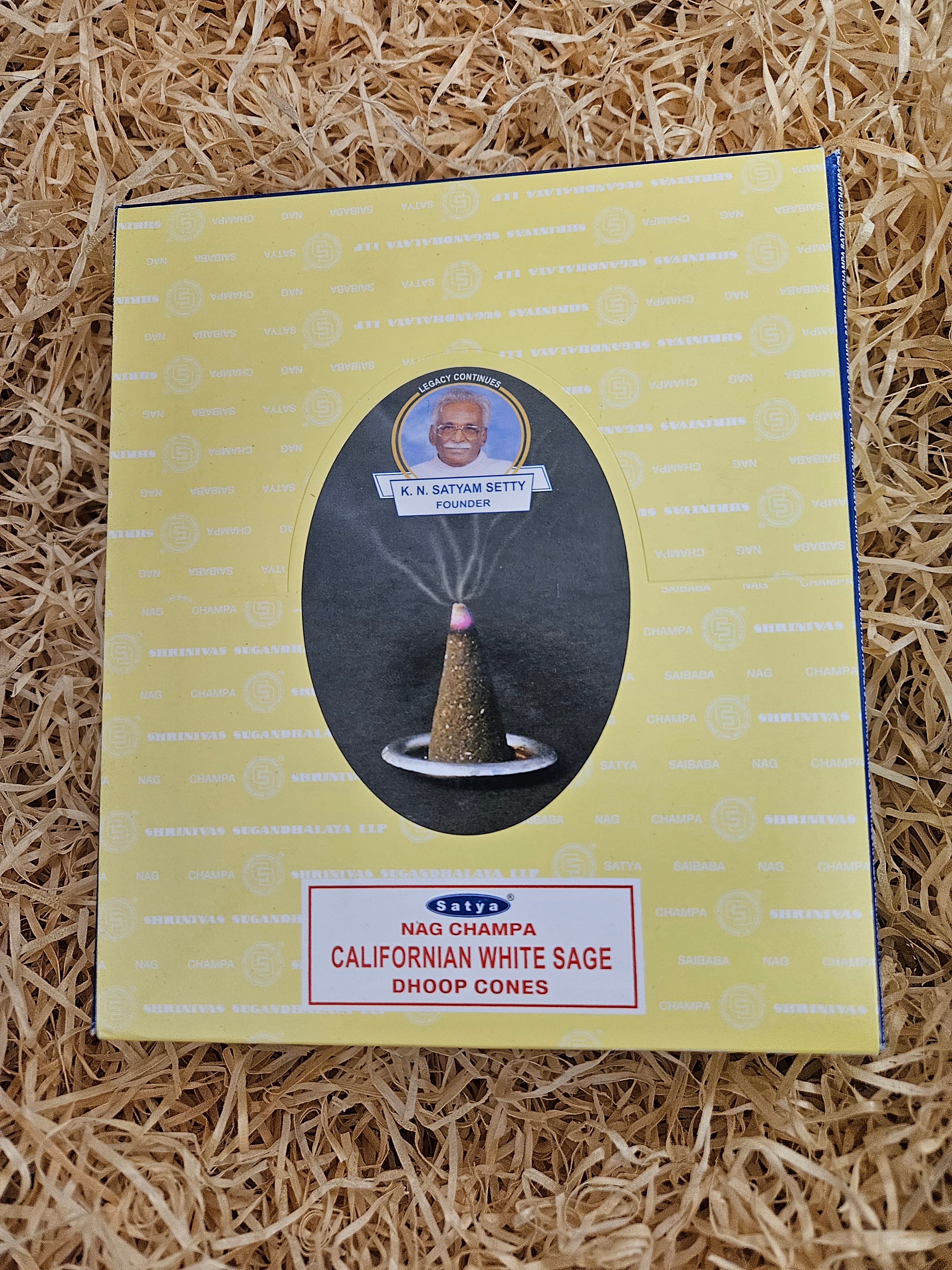 Satya Californian White Sage Dhoop Cones (12 pack)