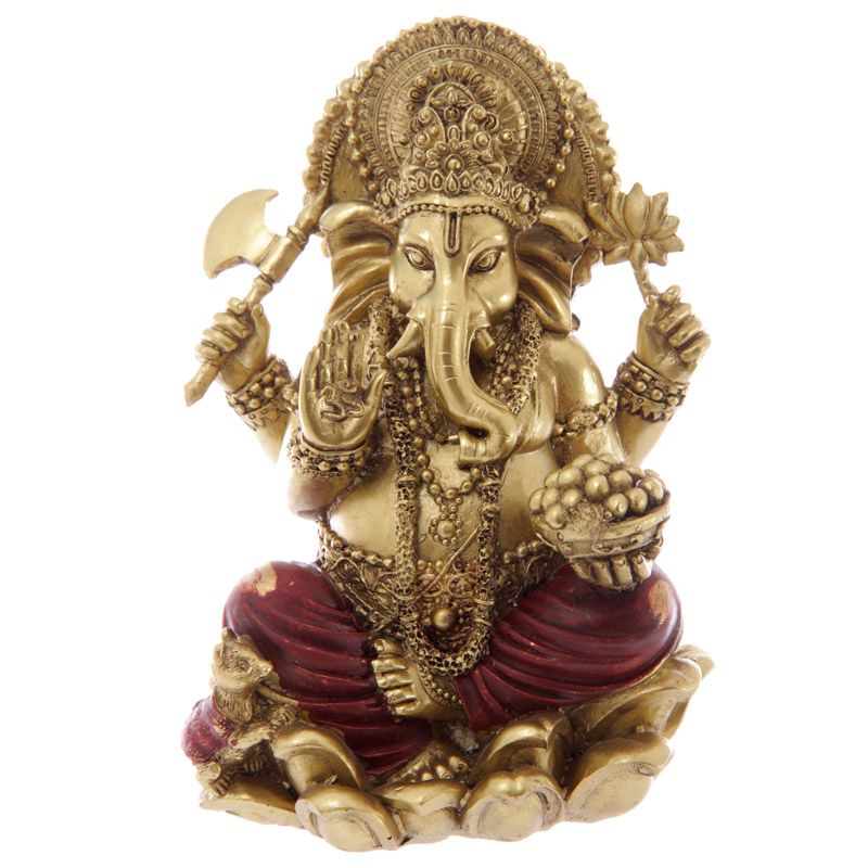 Gold and Red Ganesh Statue