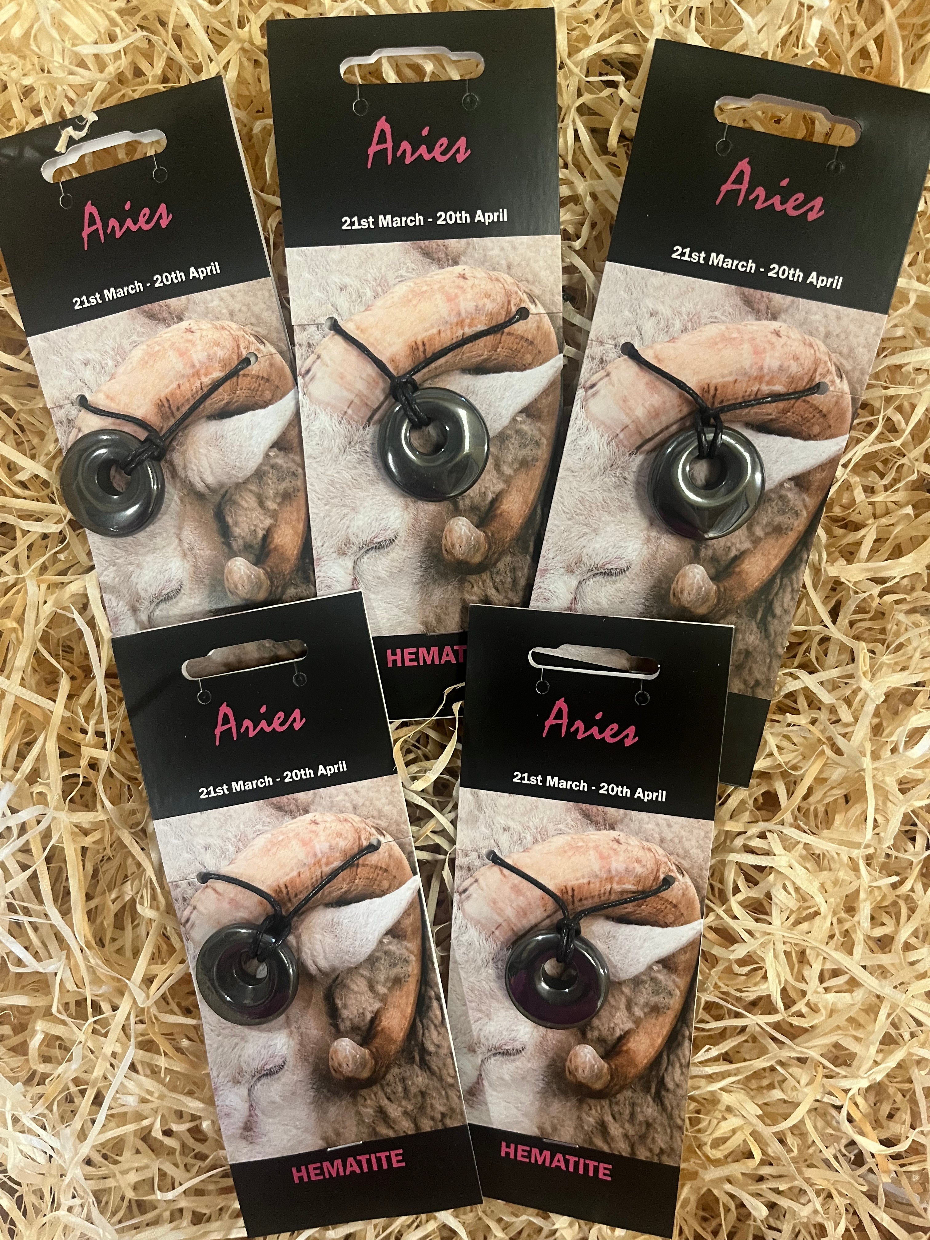 Hematite Donut Necklace - Zodiac (Aries)