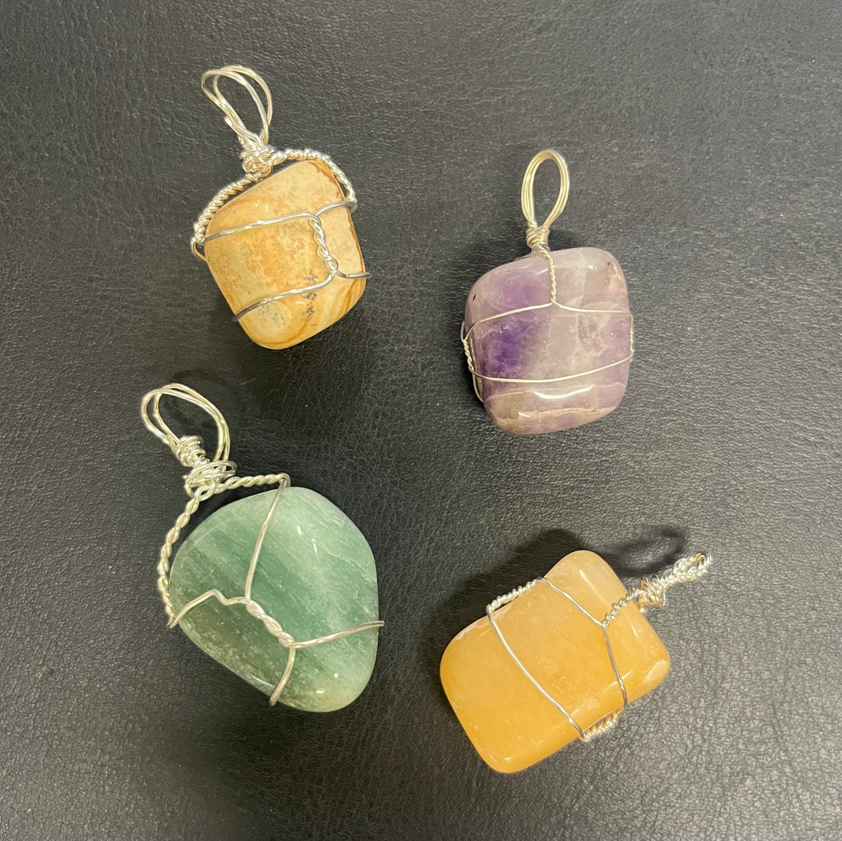 Gemstone Thread Wrapped Pendant