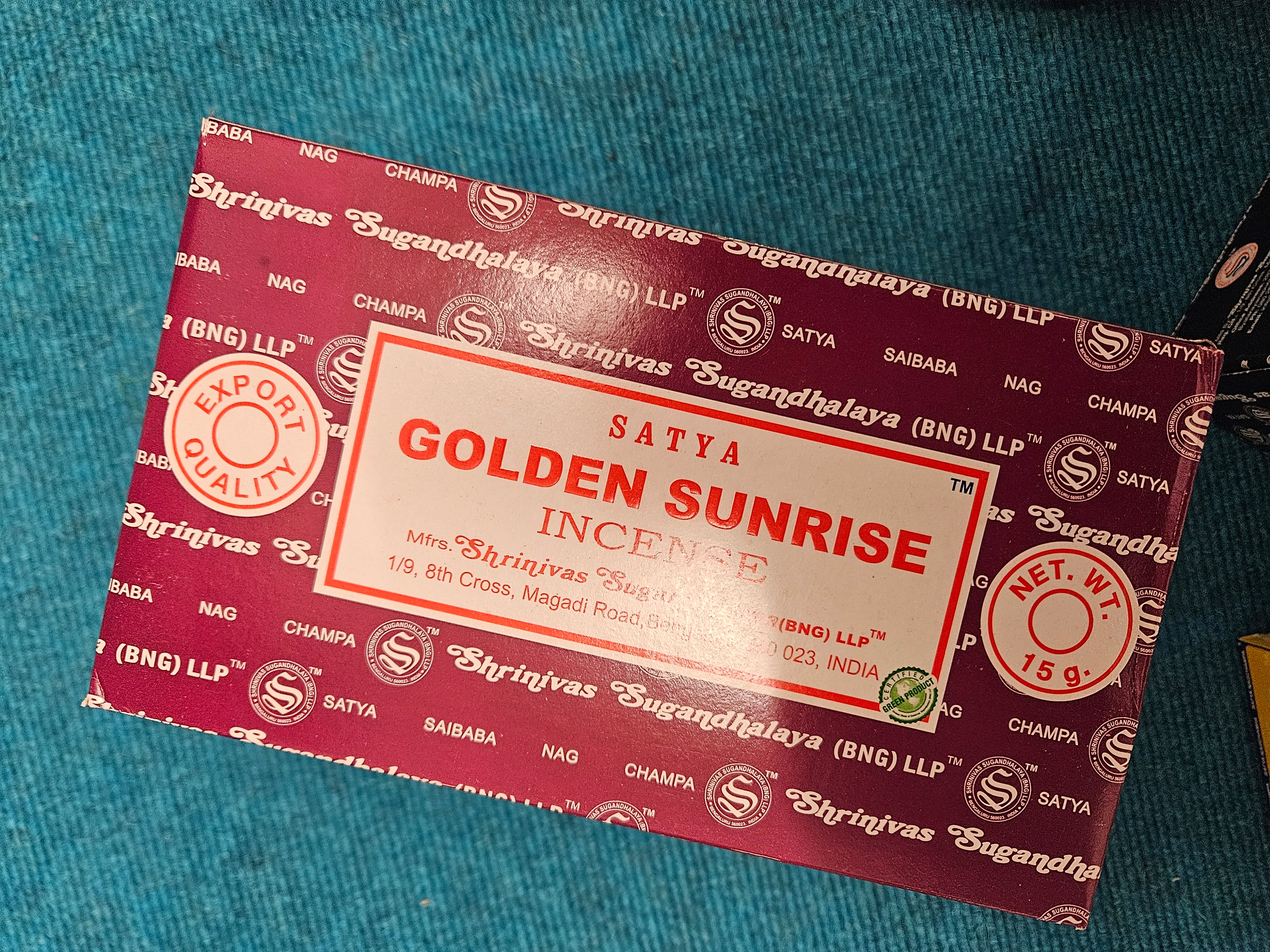 Satya Golden Sunrise Incense Sticks (12 pack)