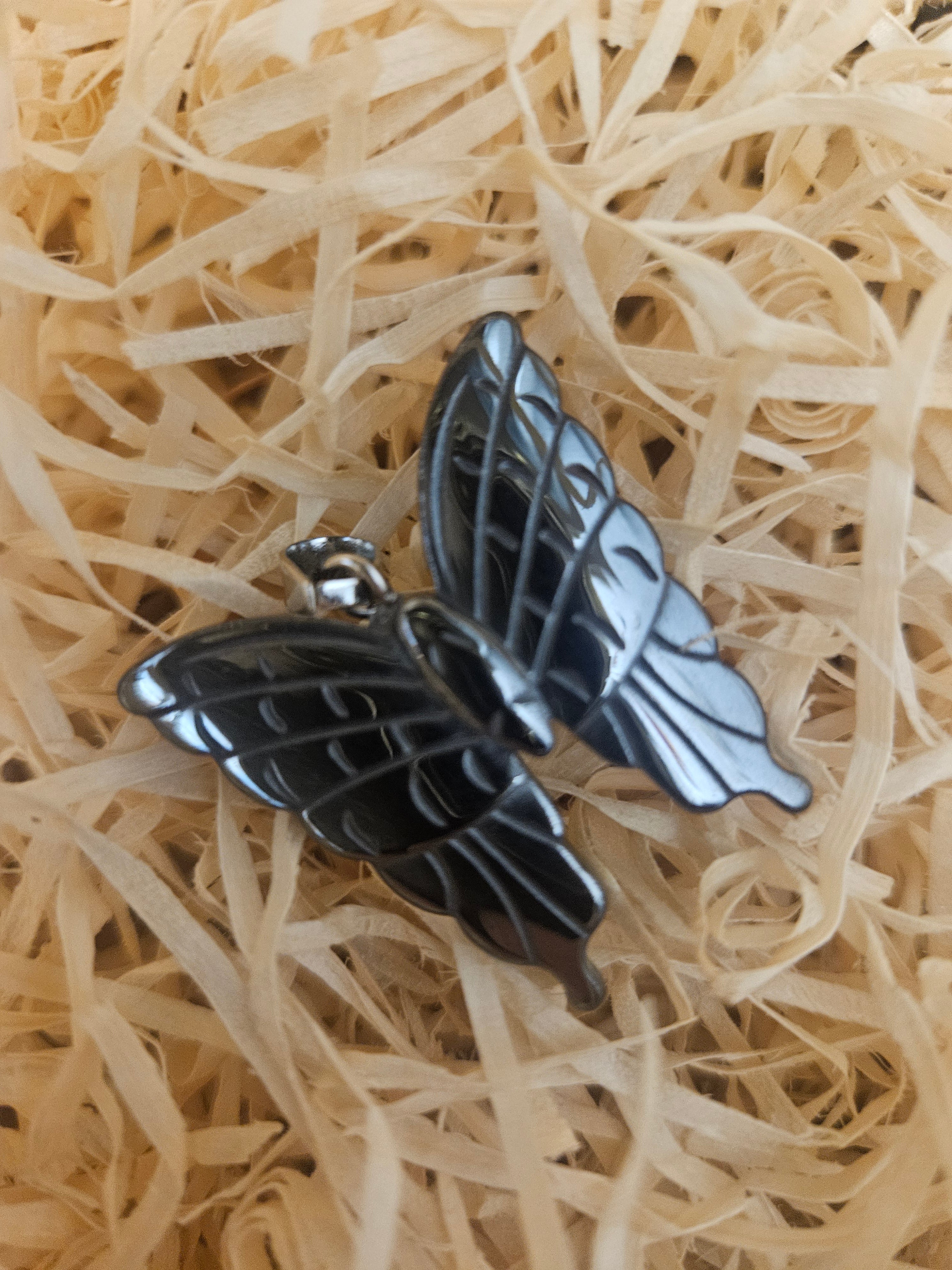 Hematite Butterfly Pendant