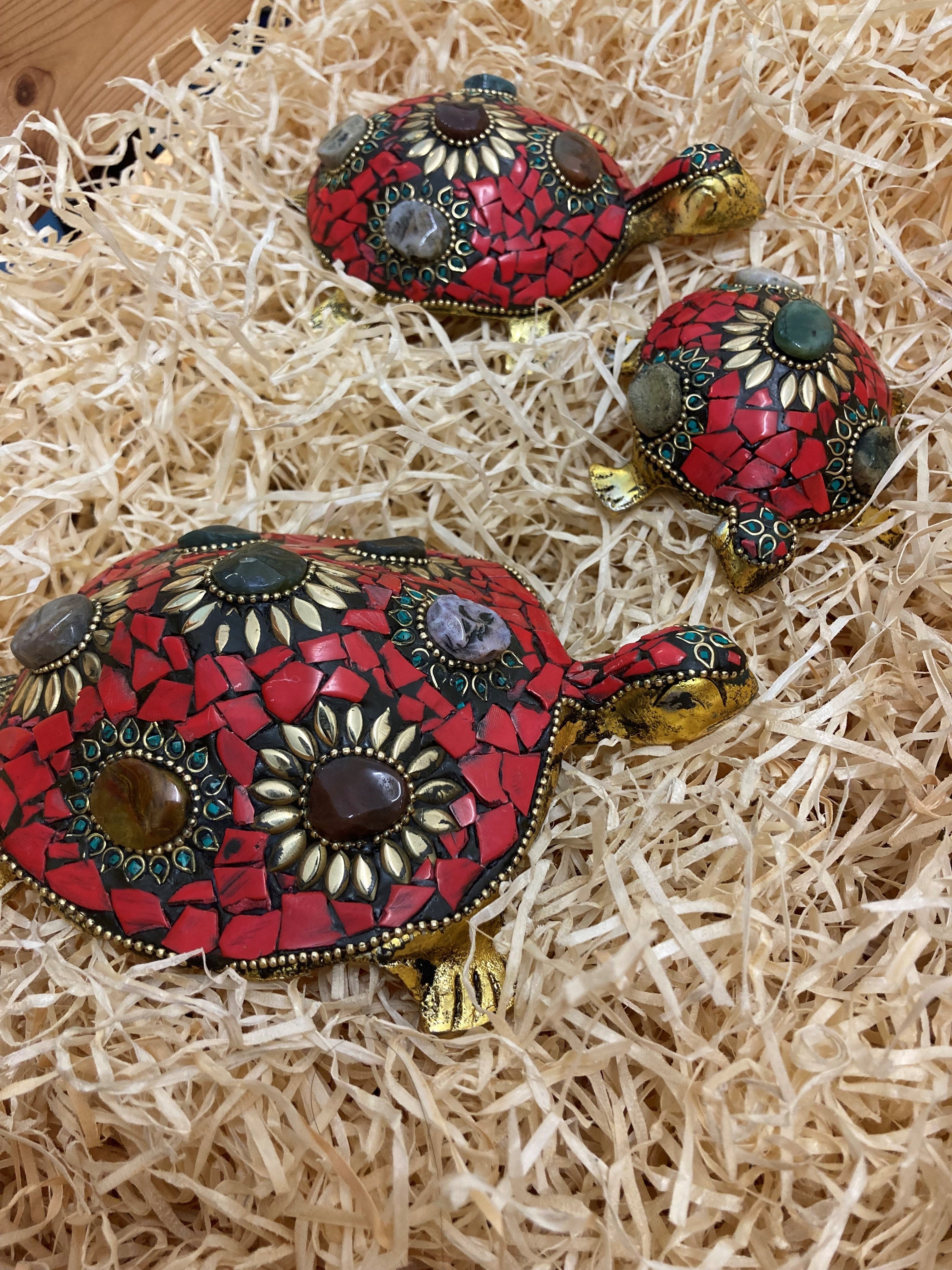 Turtle Metal with Gemstones and Stone mix