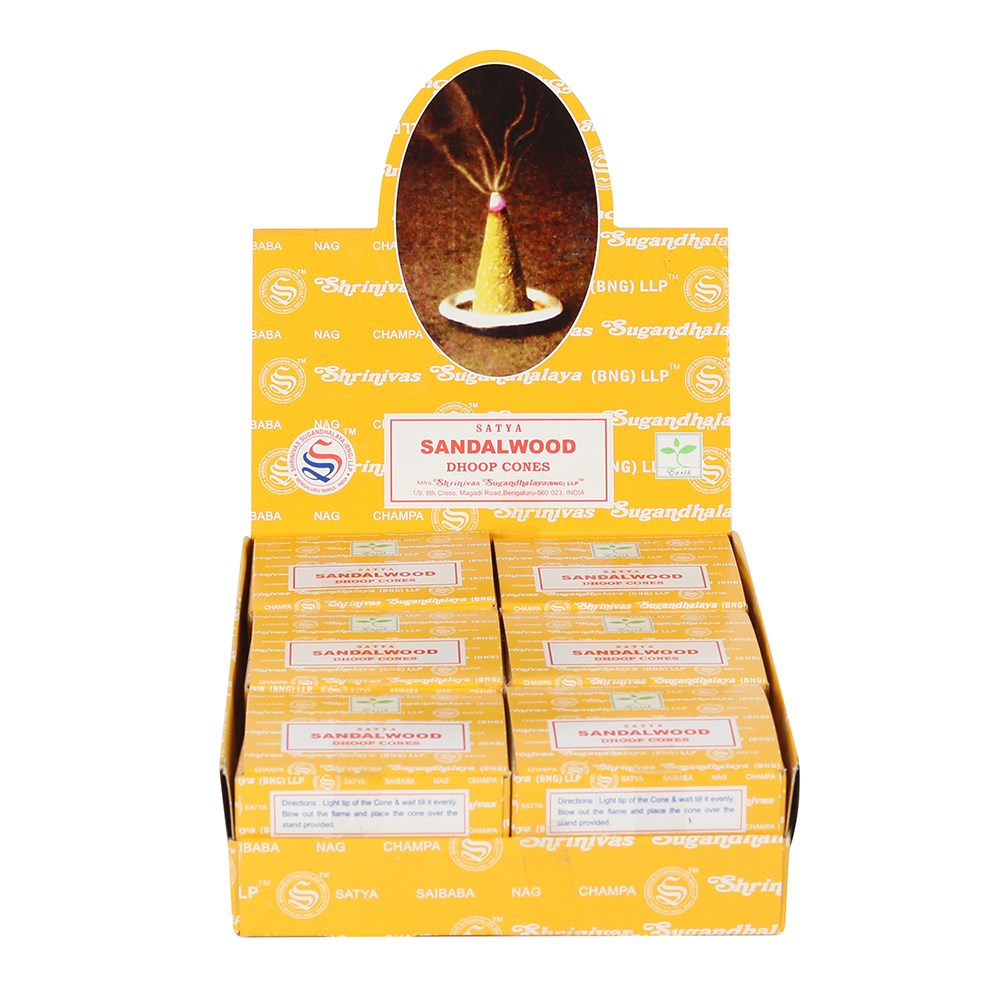 Satya Sandal Wood Dhoop Cones (12 Pack)