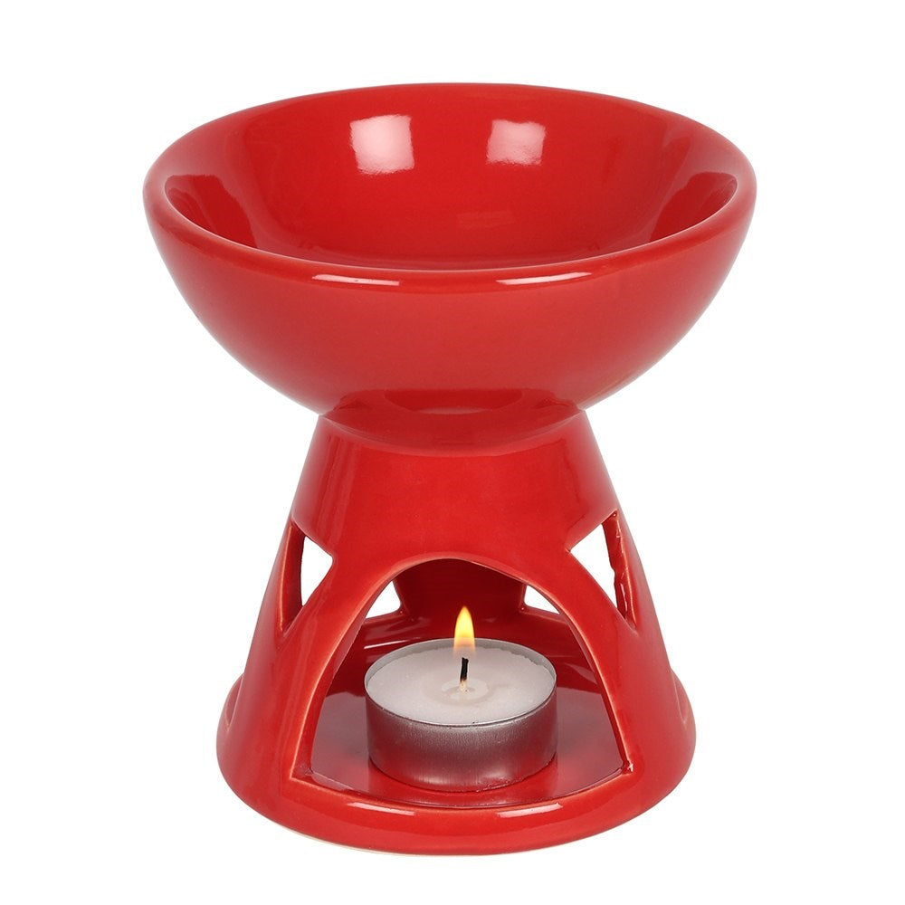 Deep Bowl Geometric Oil Burner - Red