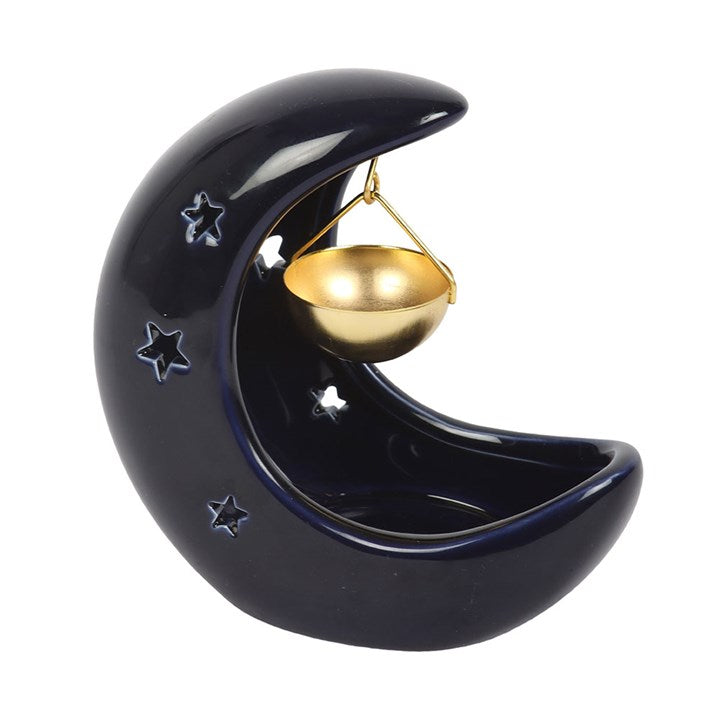 Blue Crescent Moon Ceramic Oil Burner