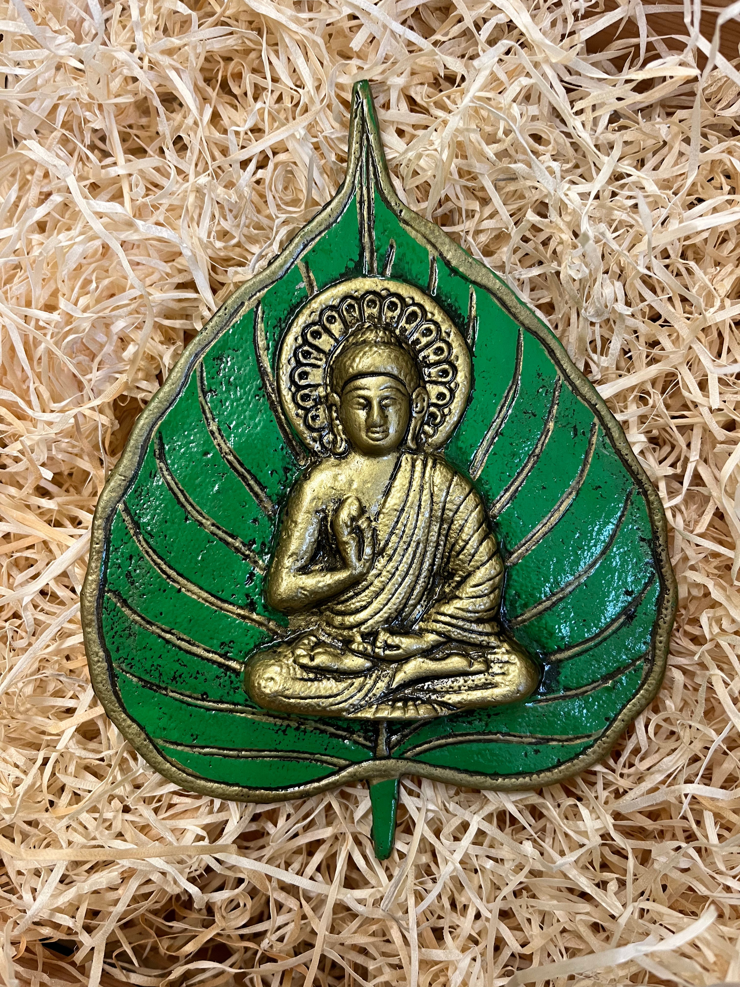 Buddha Wall Hanging Green Leaf