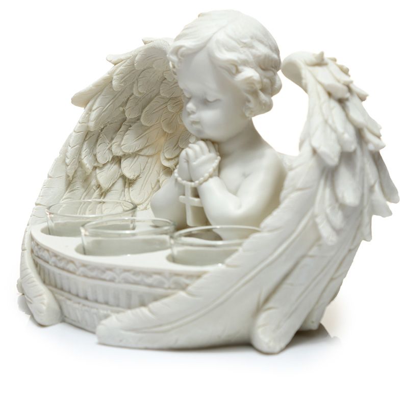 White Cherub 3 Tealight Holder