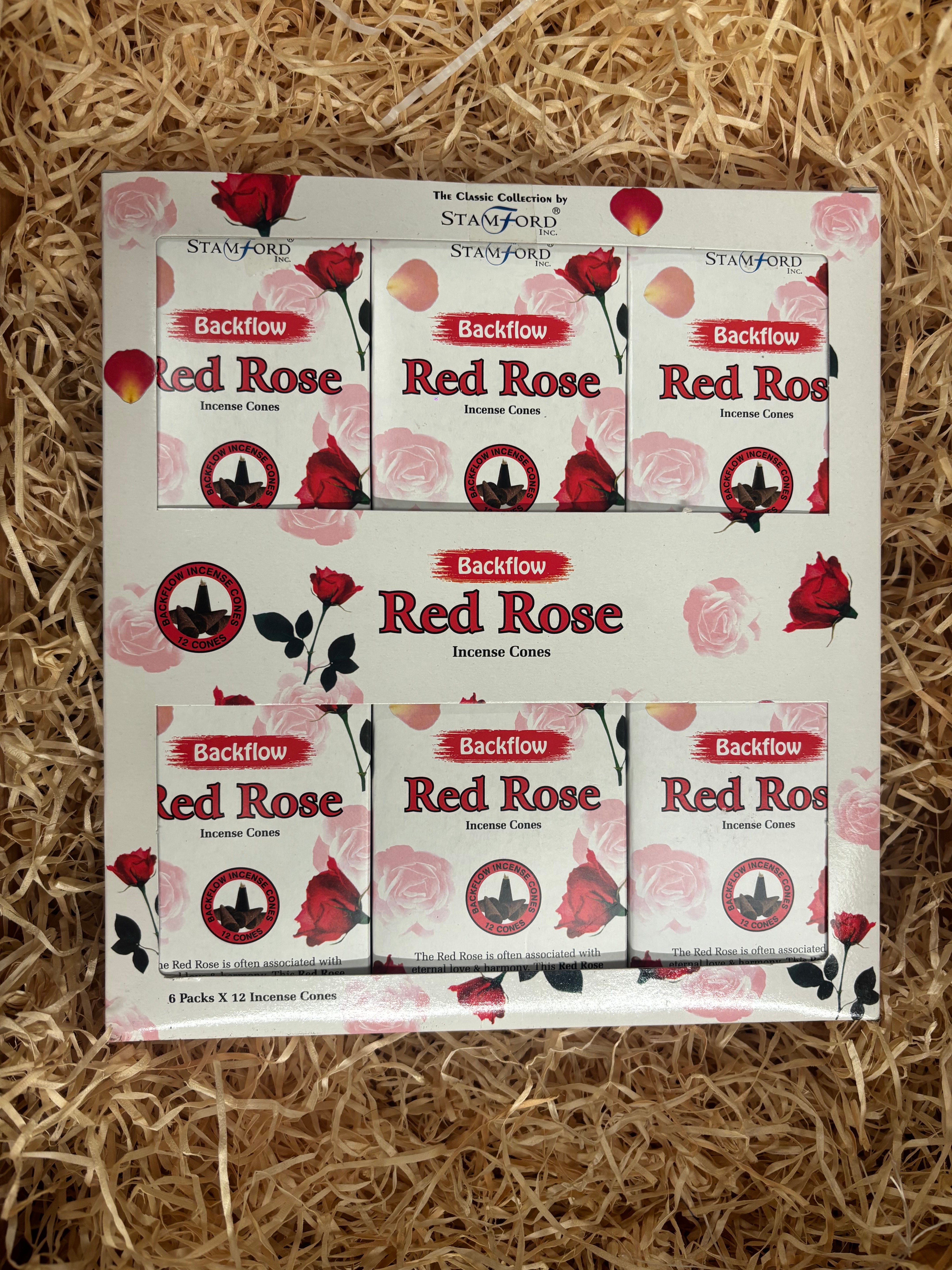 Stamford Red Rose Backflow Incense Cones (6 pack)