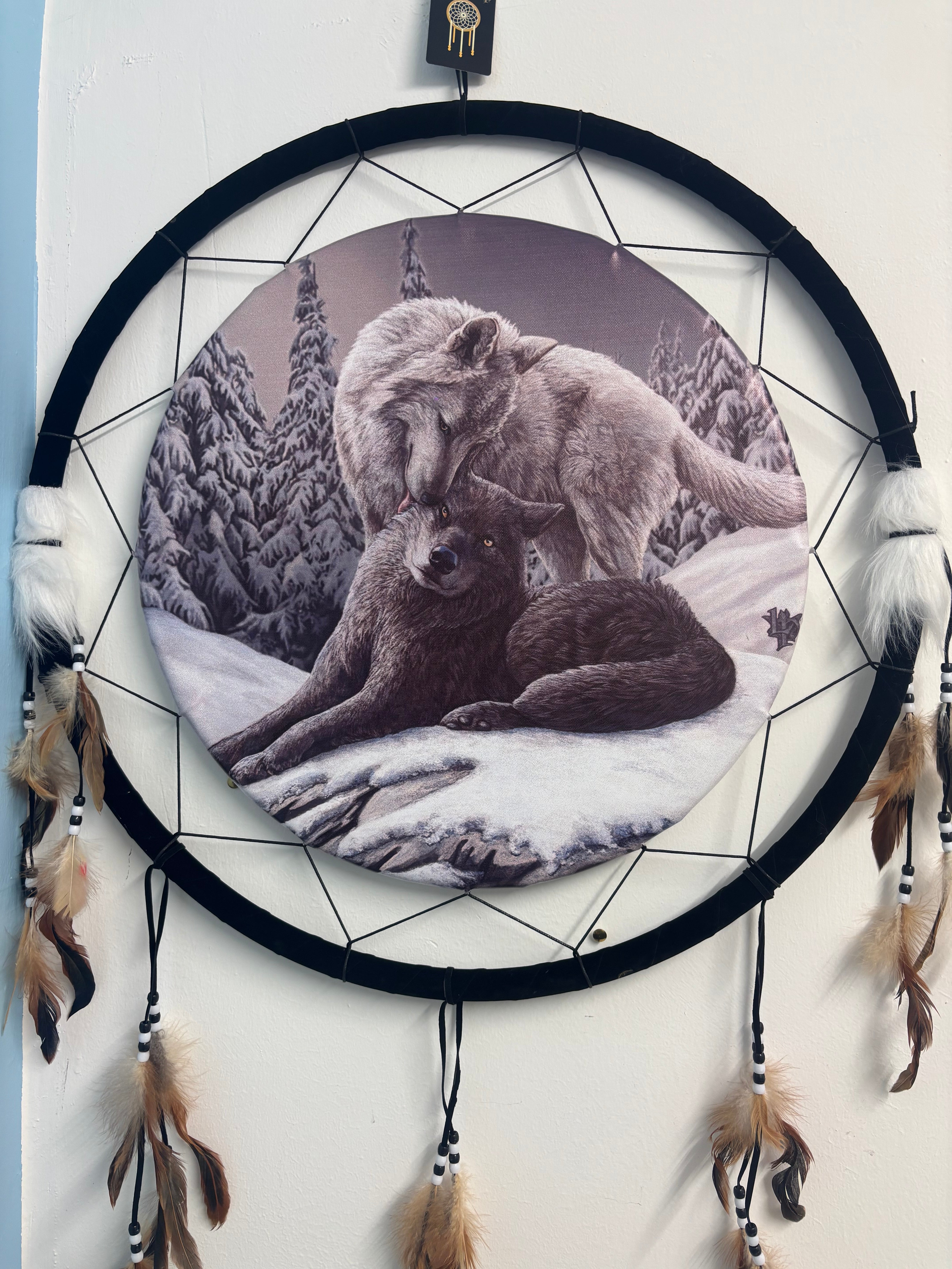 Lisa Parker Snow Kisses Wolf Dreamcatcher 60cm