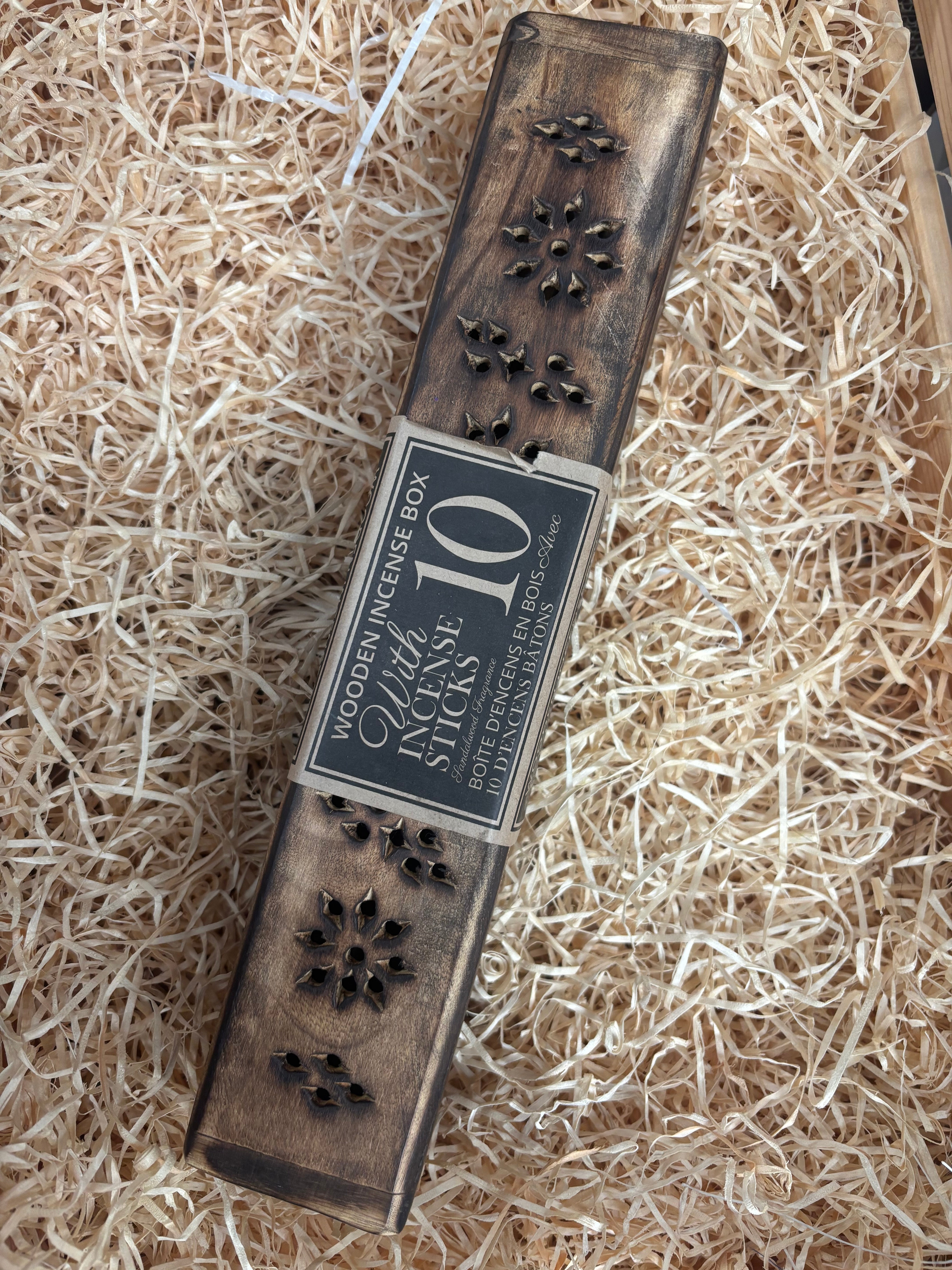 Wooden Incense Box with 10 Wooden Sticks
