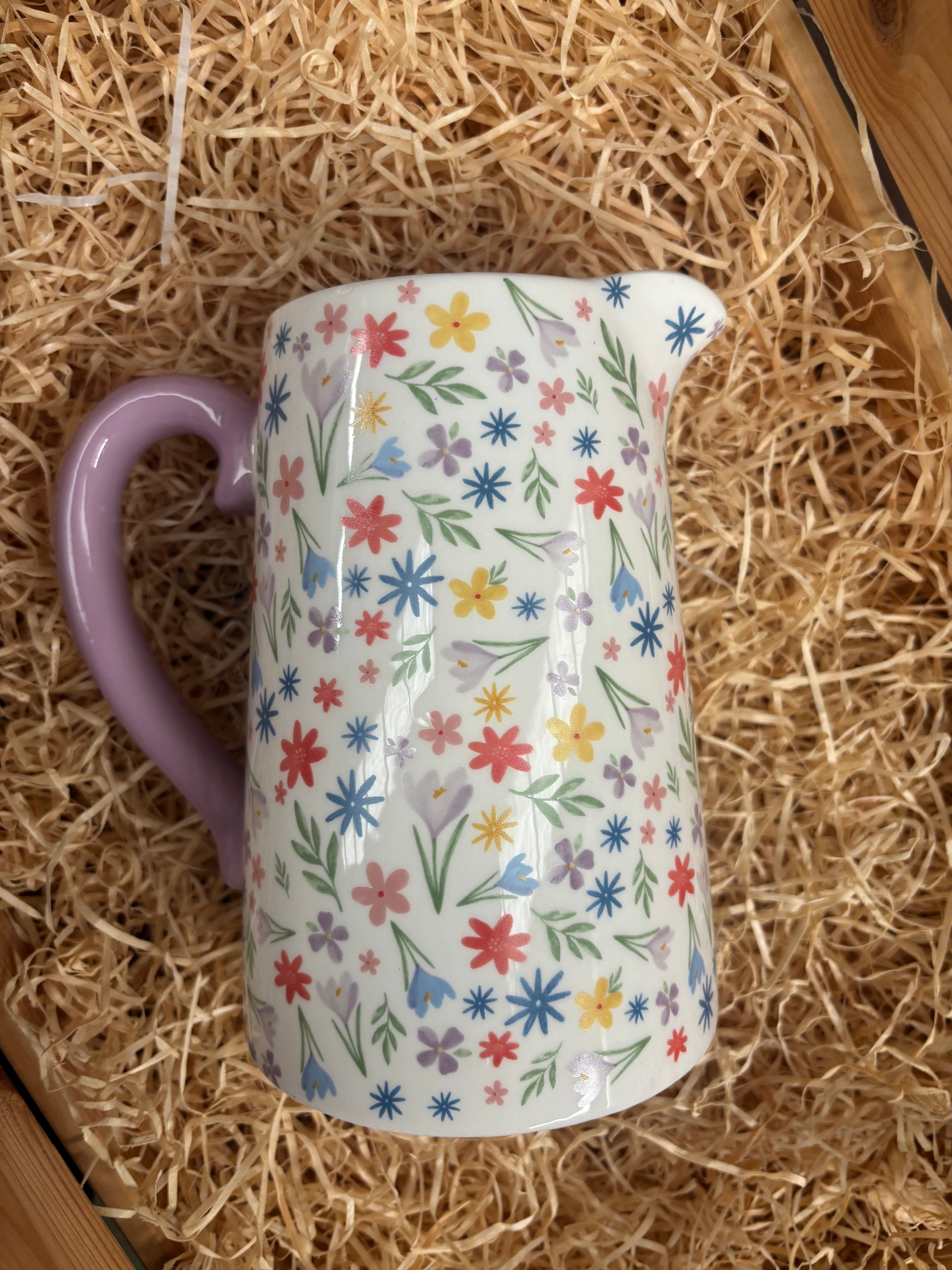 Spring Floral Print Ceramic Flower Jug