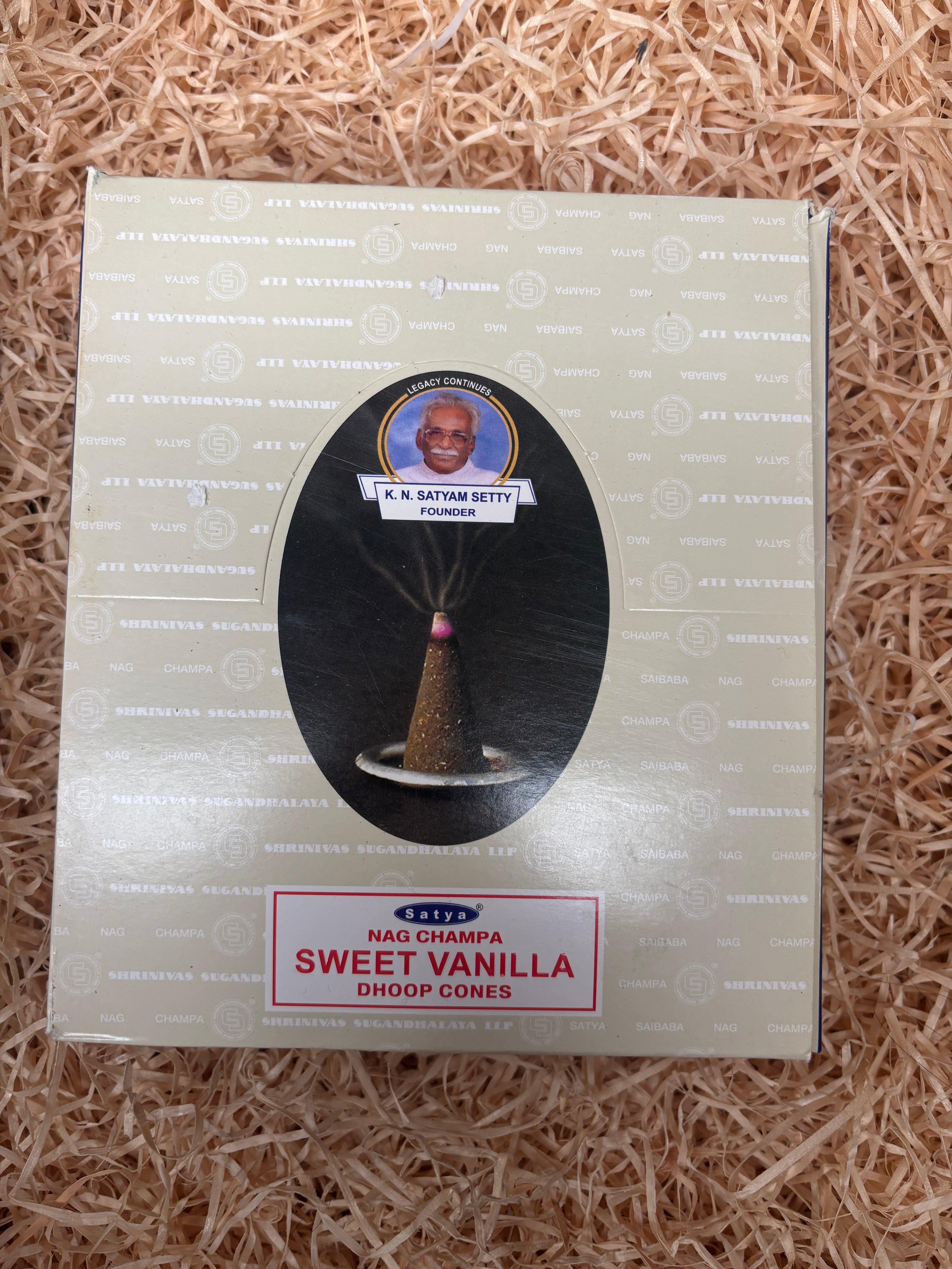 Satya Sweet Vanilla Dhoop Cones (12 pack)