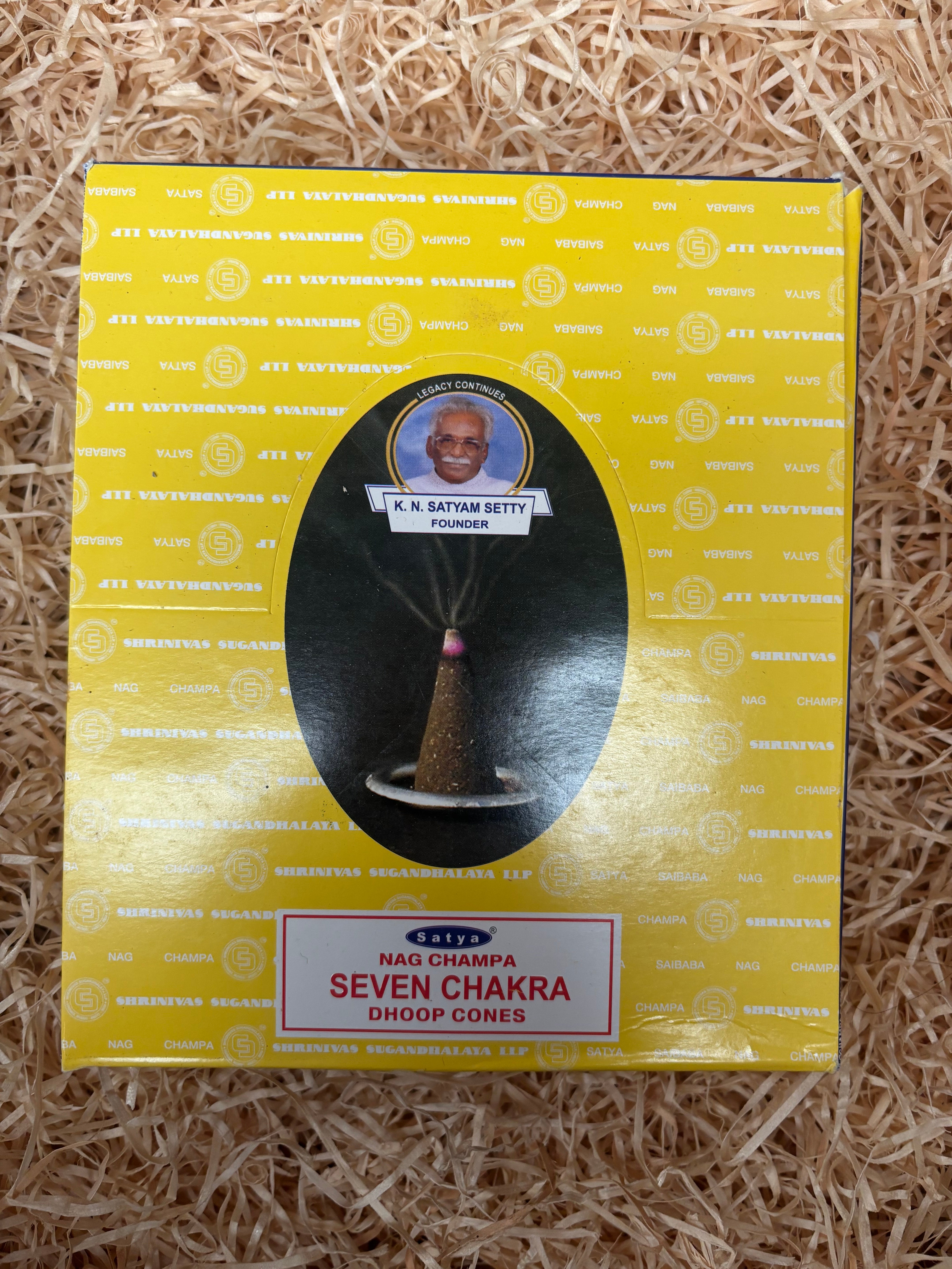 Satya Seven Chakra Dhoop Cones (12 pack)