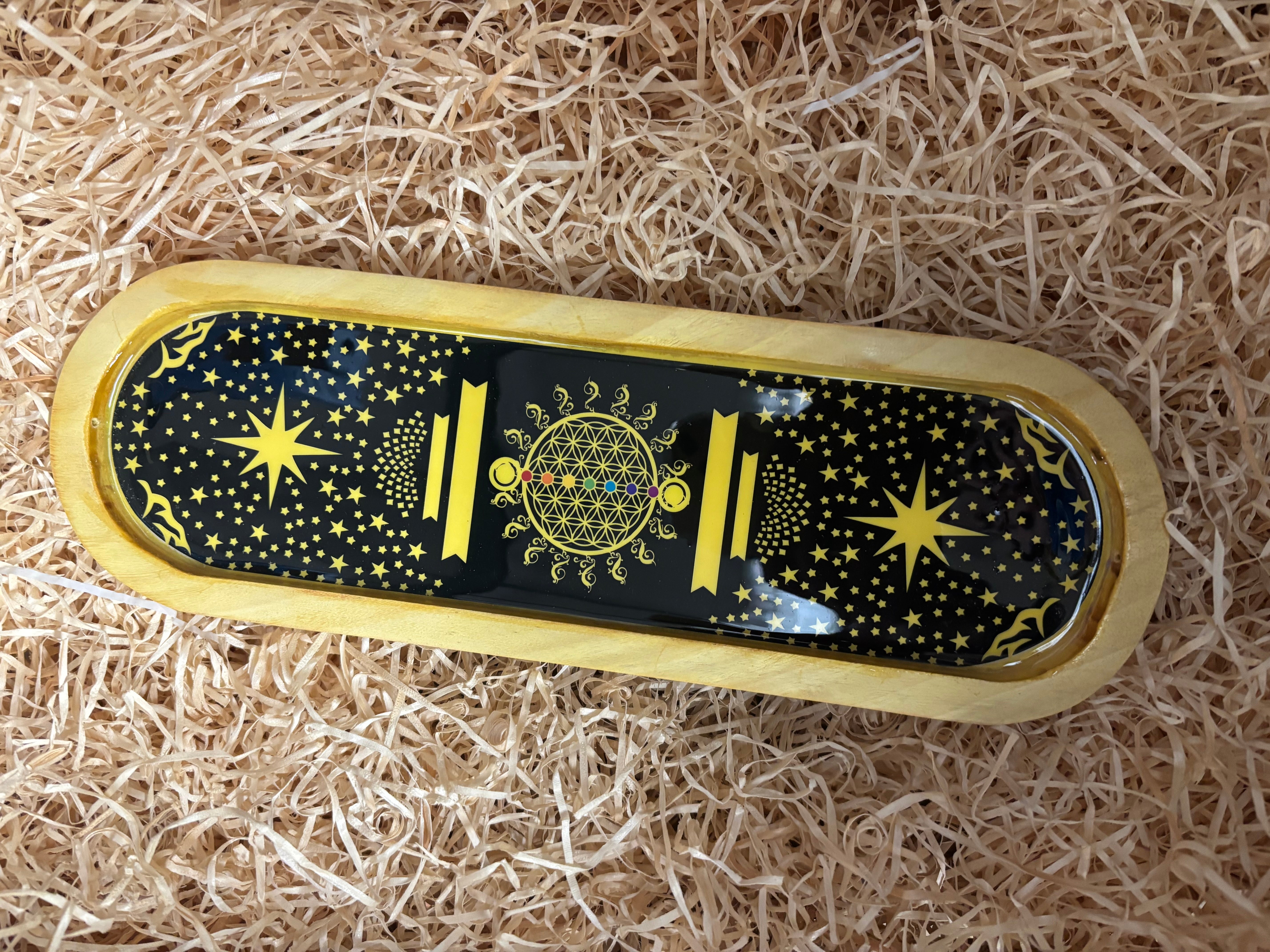 Ashcatcher Wooden Boat Chakra Tray