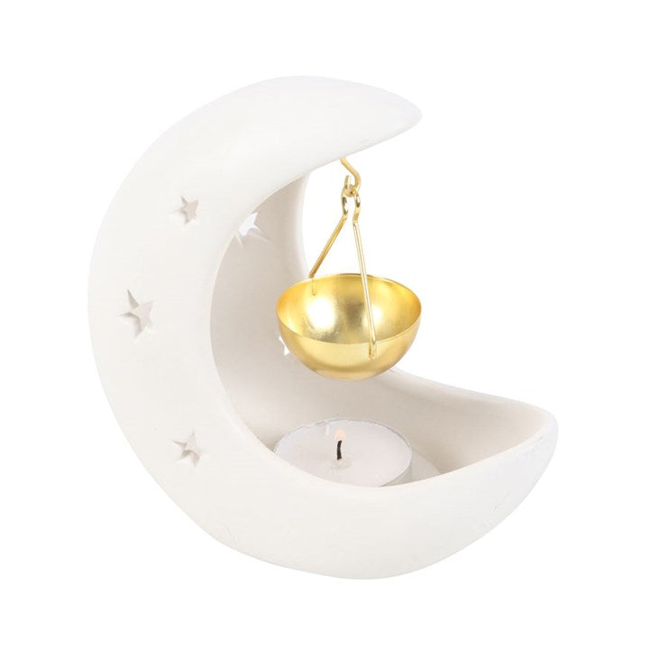 White Crescent Moon Ceramic Oil Burner