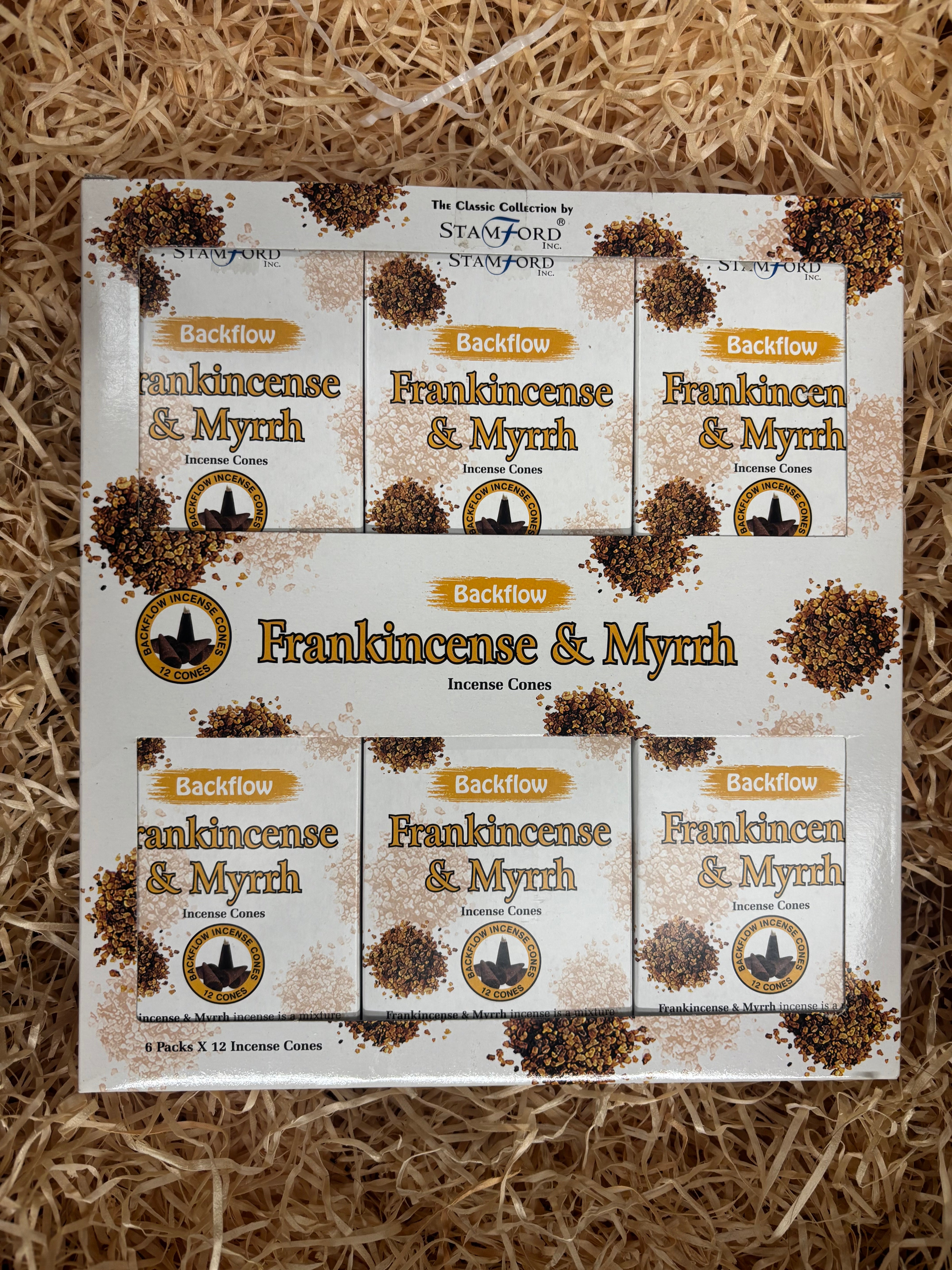 Stamford Frankincense & Myrrh Backflow Incense Cones (6 pack)