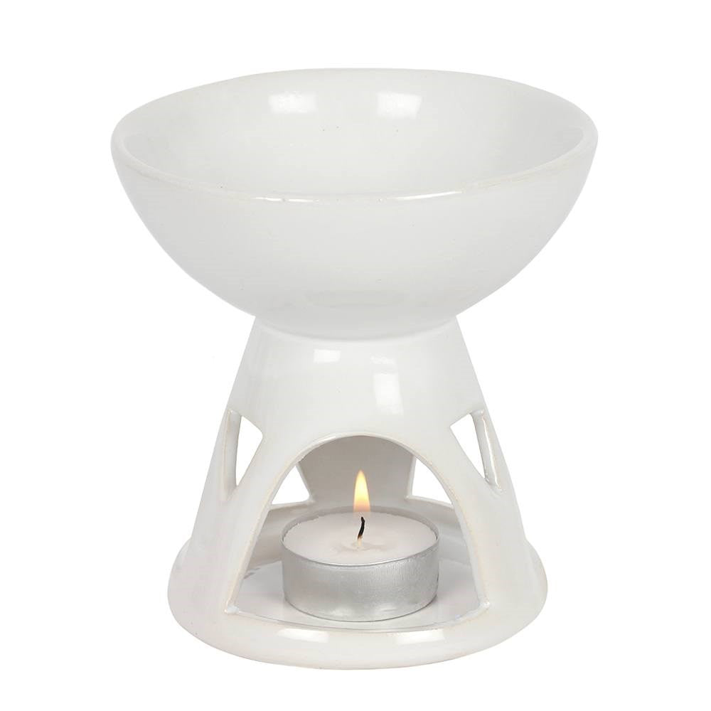 Deep Bowl Geometric Oil burner - White